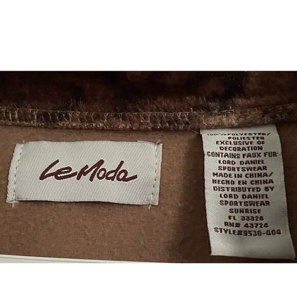 LeModa Vintage Faux Fur Leopard trim Fleece Poncho OS - Picture 7 of 9